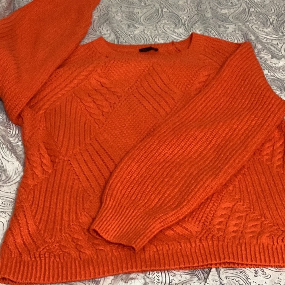 Talbots Cozy Orange Cable Knit Sweater